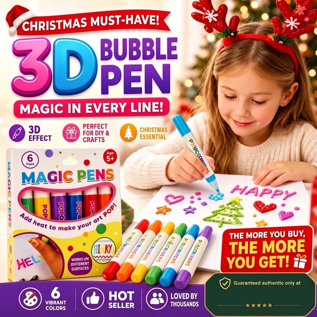 đMagic Puffy Pens â Draw 3D with one stroke!đDIY Bubble Popcorn Drawing Pens