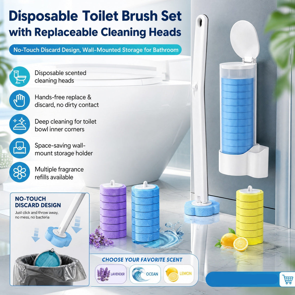 ⚡⚡⚡LAST 44 PCS LEFT!!! 🔥LAST DAY SALE $19.99.!!⚡50K+ SOLD!🚽💦Hands-Free Cleaning Gadget🧽Disposable toilet cleaning tool
