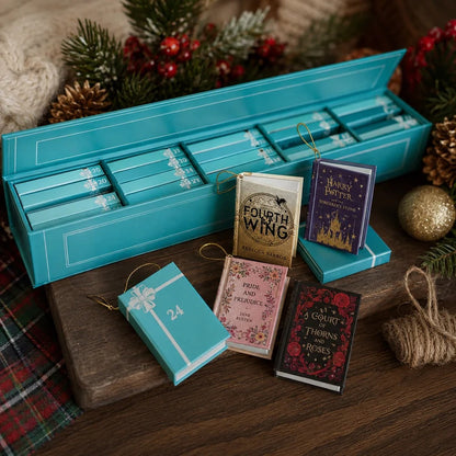 ⚡⚡⚡LAST 44 PCS LEFT!!! 25-Day Mini Book Ornament Advent Calendar for Book Lovers,
