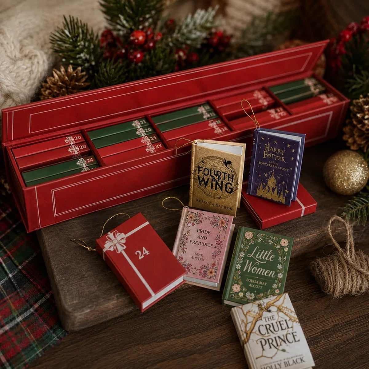⚡⚡⚡LAST 44 PCS LEFT!!! 25-Day Mini Book Ornament Advent Calendar for Book Lovers,