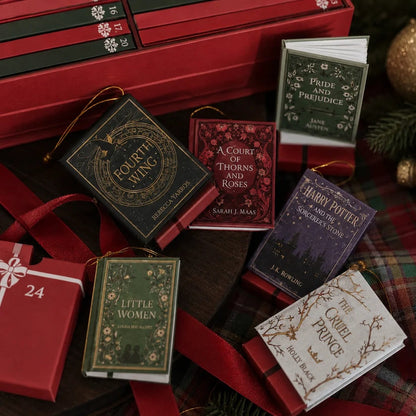 ⚡⚡⚡LAST 44 PCS LEFT!!! 25-Day Mini Book Ornament Advent Calendar for Book Lovers,