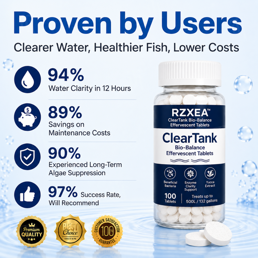 5-in-1 Bio-Balance Aquarium Water Clarifier & Odor | RZXEA™ ClearTank Bio-Balance Effervescent Tablets