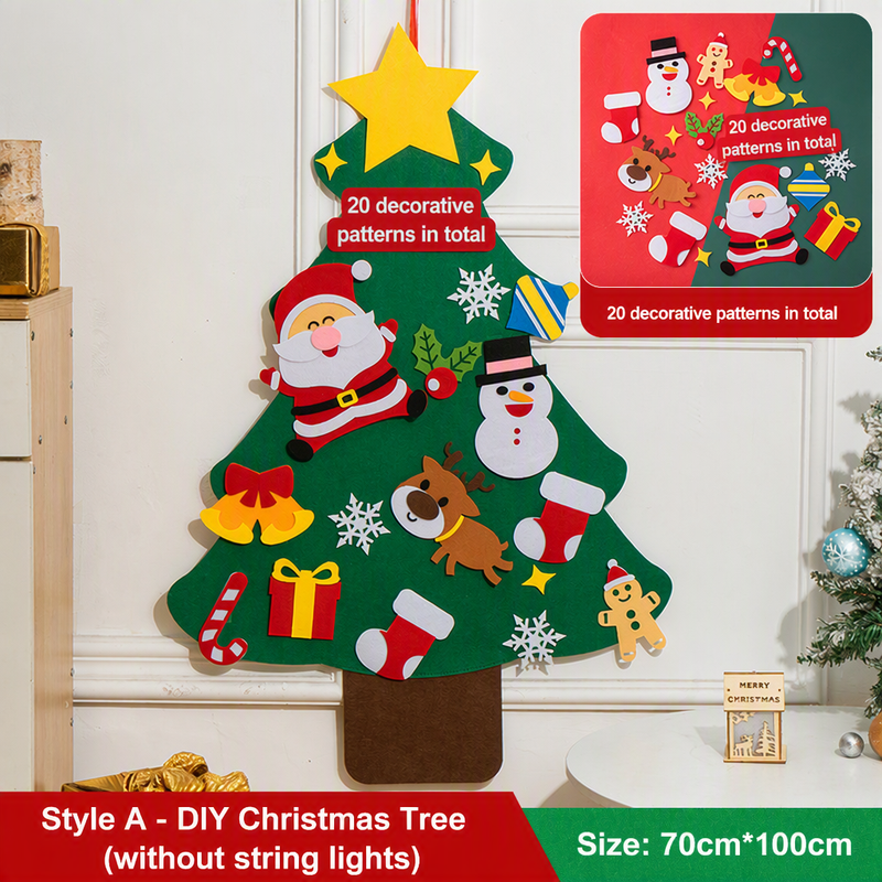 🎅Xmas Hot Sales - 50% OFF!🎄DIY Felt Christmas Tree for Kids✨32 Reusable Ornaments + Fairy Lights