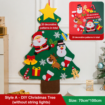🎅Xmas Hot Sales - 50% OFF!🎄DIY Felt Christmas Tree for Kids✨32 Reusable Ornaments + Fairy Lights