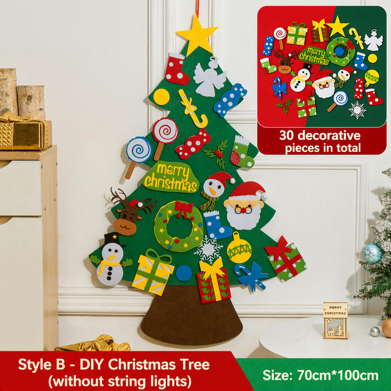 🎅Xmas Hot Sales - 50% OFF!🎄DIY Felt Christmas Tree for Kids✨32 Reusable Ornaments + Fairy Lights