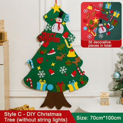🎅Xmas Hot Sales - 50% OFF!🎄DIY Felt Christmas Tree for Kids✨32 Reusable Ornaments + Fairy Lights