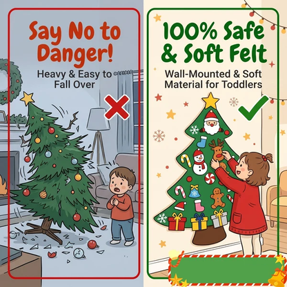 🎅Xmas Hot Sales - 50% OFF!🎄DIY Felt Christmas Tree for Kids✨32 Reusable Ornaments + Fairy Lights