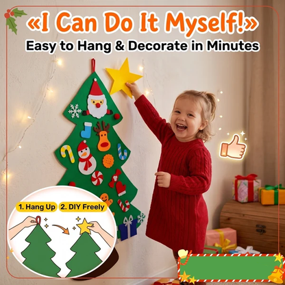 🎅Xmas Hot Sales - 50% OFF!🎄DIY Felt Christmas Tree for Kids✨32 Reusable Ornaments + Fairy Lights