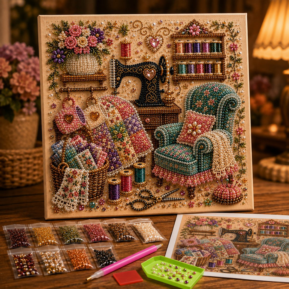 Cozy Sewing Room 3D Diamond Art Kit