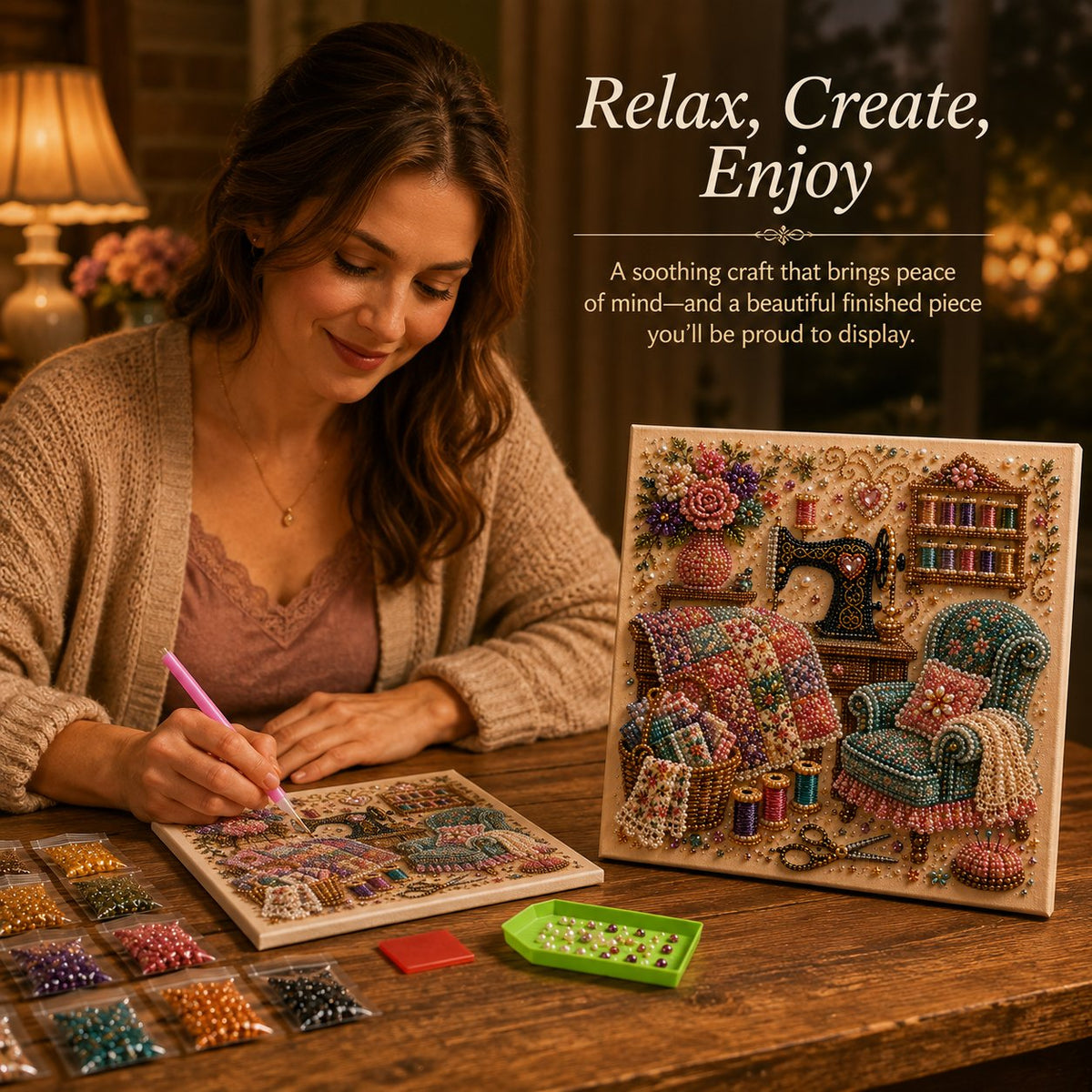 Cozy Hobby Rooms 3D Diamond Art Kit
