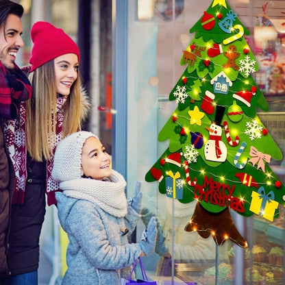 🎅Xmas Hot Sales - 50% OFF!🎄DIY Felt Christmas Tree for Kids✨32 Reusable Ornaments + Fairy Lights