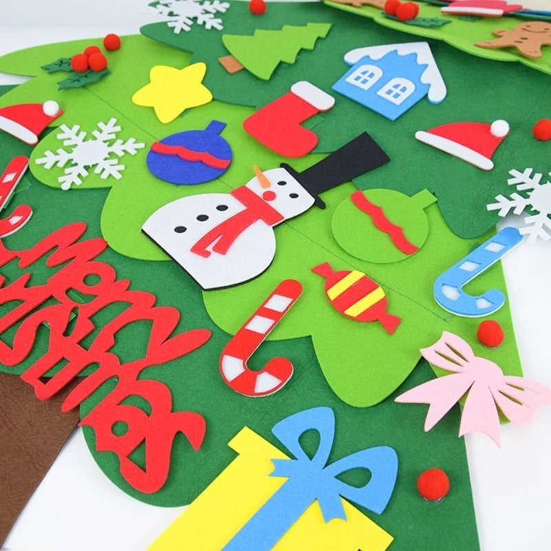🎅Xmas Hot Sales - 50% OFF!🎄DIY Felt Christmas Tree for Kids✨32 Reusable Ornaments + Fairy Lights