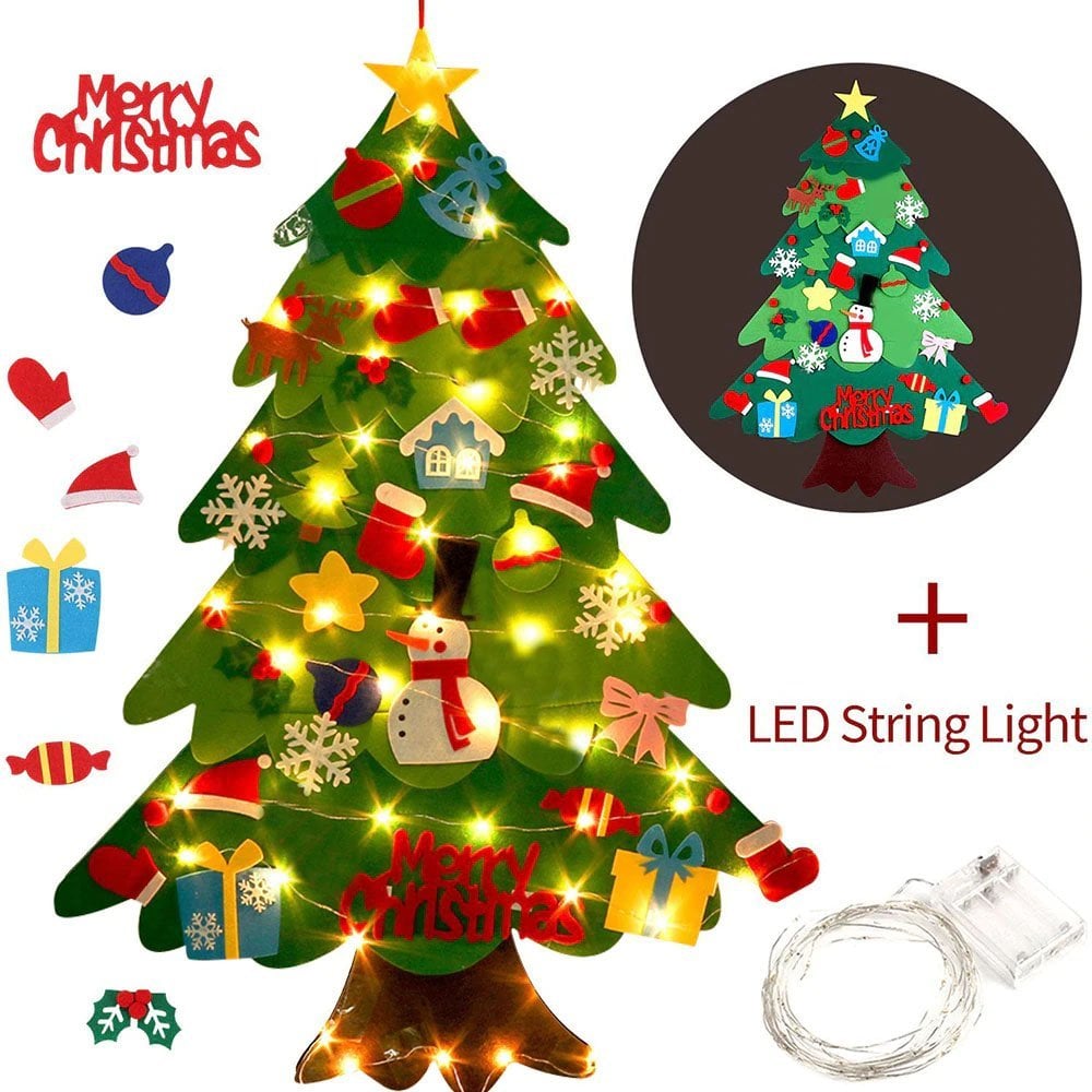 🎅Xmas Hot Sales - 50% OFF!🎄DIY Felt Christmas Tree for Kids✨32 Reusable Ornaments + Fairy Lights
