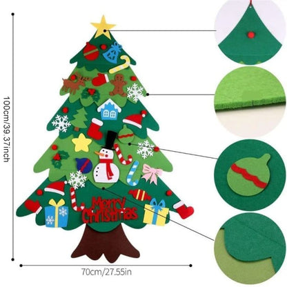 🎅Xmas Hot Sales - 50% OFF!🎄DIY Felt Christmas Tree for Kids✨32 Reusable Ornaments + Fairy Lights