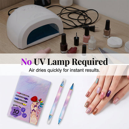 💞2026 HOT SALE🥳💞50K+ SOLD!⏳✨10-Color Dual-Tip Nail Art Marker Pen Set