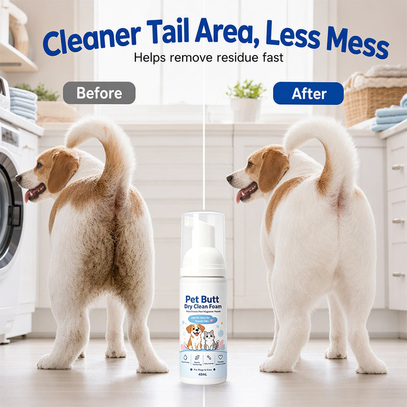 🏆 Last Day Special Price £9.99! 🐾Buy 1 Get 1 Free🎁No-Rinse Pet Butt Dry Clean Foam, Pet Hygiene Foam for Dogs & Cats